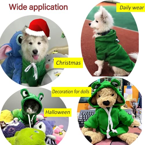 Happy Dog Hoodies for Small Dogs and Cats - Funny Puppy Sweatshirt Coat - Winter, Halloween Frog Costume - Green, Large - color: Green-1, size: Large