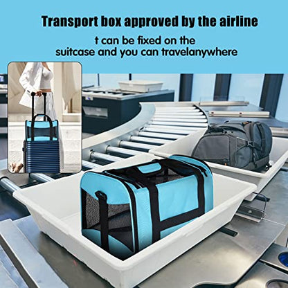 Cat Carrying Case - Pet Carrier Airline Approved, Protable and Breathable Pet Travel Carrier Removable Fleece Pad, Collapsible Cat Carrier Dog Carrier for Medium Cats Small Cats Dogs(Medium, Blue) - color: blue, size: 17.0"L x 11.0"W x 11.0"H