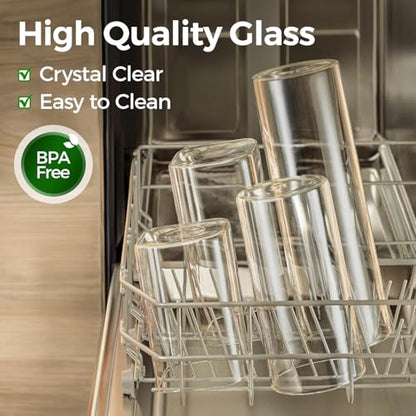 ComSaf Food Storage Containers with Airtight Lids Set of 6, Clear Glass Canister Food Jar with Sealing Lid Kitchen Pantry Storage Container for Spaghetti Pasta Sugar Flour Oat Cereal Beans, Square - size: 0.6Qt*3/0.8Qt*1/1.2Qt*1/2.2Qt*1
