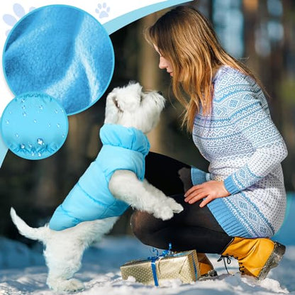 ABRRLO Winter Warm Dog Jacket for Small Medium Dogs Cat Cold Weather Coats with Harness Paded Dogs Fleece Vest Waterproof Windproof Dog Snow Jacket Pet Puppy Clothes (Blue,XS) - color: Blue, size: X-Small