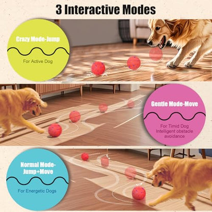 Interactive Dog Ball Toy, Smart Dog Toy for Medium and Large Dogs, Automatic Moving Rotating & Bouncing Ball, Durable E-TPU Material, IP54 Waterproof, Motion-Activated Dog Toy for Active Dogs - color: Red