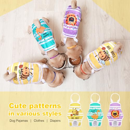 Jollywoods 3 Pack Washable Female Dog Diaper Onesie Sanitary Pantie with Adjustable Suspender, Reusable Fixed Diapers, Super Absorbent Leakproof for Small Medium Large Dog in Heat Cycle XS/S - size: XS/S(Newborn-9" Waist)