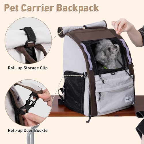 ETIAL Pet Carrier Backpack for Cats and Small Dogs, Bubble Backpack with Front Expandable Lounge, Airline Approved Comfortable Ventilated Travel Carrier for Pets Up to 18lbs (Light Grey)