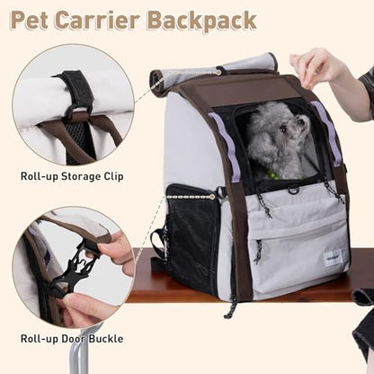 ETIAL Pet Carrier Backpack for Cats and Small Dogs, Bubble Backpack with Front Expandable Lounge, Airline Approved Comfortable Ventilated Travel Carrier for Pets Up to 18lbs (Light Grey)
