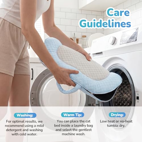 Summer Cat Cooling Mat - Cooling Cat Bed for Cats or Small Dogs, Cat Summer Sleeping Beds Soft and Comfortable Washable Non-Slip Bottom - color: Light Blue and Light Gray