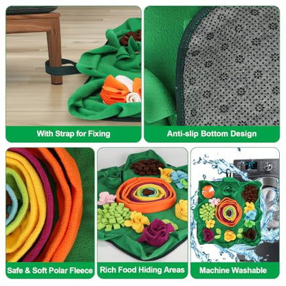 Vextronic Snuffle Mat for Dogs, Large Breed Slow Feeder Interactive Toy | 25x25-inch washable mat. Sparks natural foraging. Eases anxiety. Slows gulping, cuts bloat risk. Fits small to large pets. - color: Green