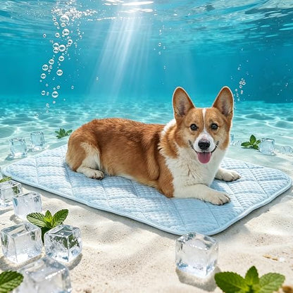 Cooling Mat for Dogs, 27.5"x 20" Thick & Durable Dog Cooling Mat, Q-MAX>0.45, Double-Sided Cooling Pet Pad for Cats, Portable & Washable Dog Cooling Mat for Crate, Couch & Car - size: Medium - 27.5 x 20 Inch