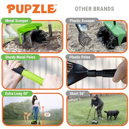 Pupzle Dog Pooper Scooper with Bag Attachment, 40" Long Handle Pooper Scooper for Large Dogs, Dog Poop Scoop for Yard, Large Capacity Swivel Bin and Rake, Lavender Scented Bags (Green) - color: Green