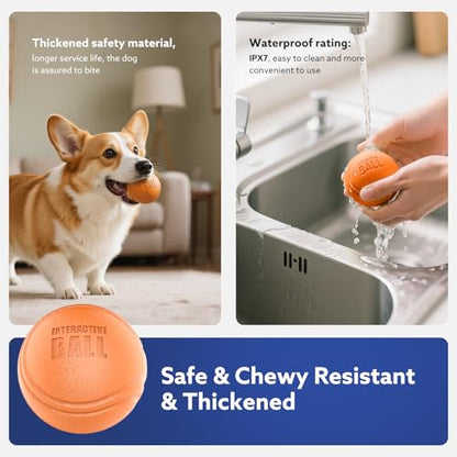 AIPERRO Interactive Dog Toys Ball, Smart Action Activated Rechargeable Pet Toy, TPU Material, IPX7 Waterproof Rating, Automatic Rotating/Bouncing/Moving, Suitable for Small/Medium Dogs-Orange - color: Orange