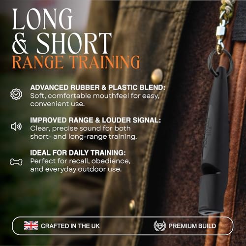 ACME Alpha 211.5 Professional Dog Training Whistle with Enhanced Ergonomic Grip. BPA-Free Plastic. 110 dBA. Long Range. Standardized Frequency. Weatherproof. Made in the UK (Black) - color: Black
