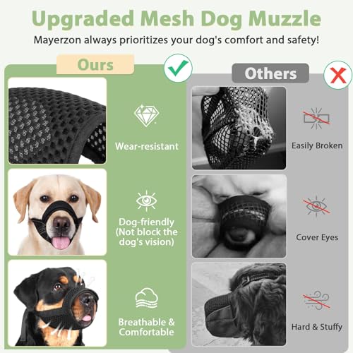 Mayerzon Dog Muzzle with Hook and Loop for Large Medium Small Dogs, Patented Soft Mesh Beagle Labrador Puppy Muzzles for Biting Chewing Grooming, Breathable, Adjustable, Allows Panting Drinking - size: XL(Snout Cir 12"-13.75")