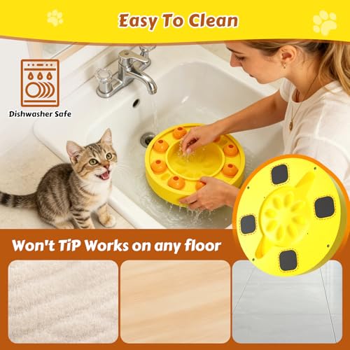 Dog Food Puzzle Toys Interactive Game Toy for IQ Training Enrichment Dog Food Puzzle Slow Feeder for Small, Medium Dogs and All Cats (Yellow Bowl) - color: Yellow Bowl