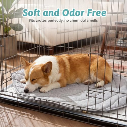 Cooling Mat/Pad/Blanket for Dogs & Cats Indoor — Fabric, Non-Gel, Non-Electric, Q-Max > 0.4 Leaf Shaped Pet Pad, Waterproof Summer Sleep Mat, 39x34inch, Silver Grey