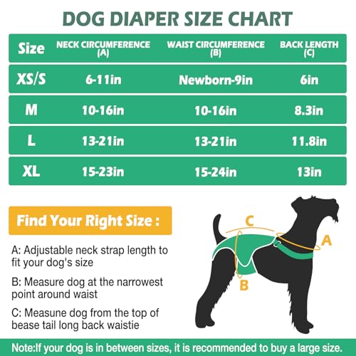 Jollywoods 3 Pack Washable Female Dog Diaper Onesie Sanitary Pantie with Adjustable Suspender, Reusable Fixed Doggie Diapers, Super Absorbent Leakproof for Small Toy Dog in Heat Cycle XS/S - size: XS/S(Newborn-9" Waist)