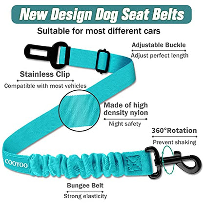 COOYOO Dog Seat Belt,Retractable Dog Car Harness Seat Belt for Car Adjustable Nylon Pet Safety Seat Belts Heavy Duty & Elastic Bungee Buffer - color: 03-Teal