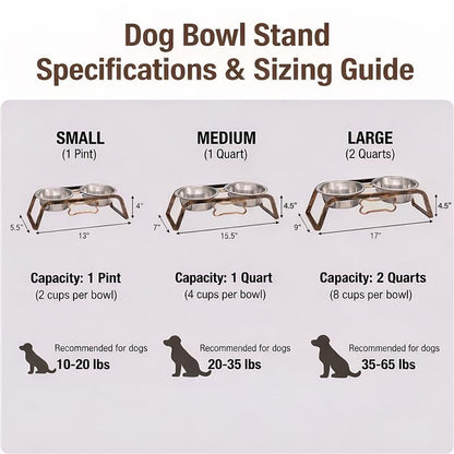 Loving Pets Elevated Dog Bowls – Raised Stainless Steel Dog Bowls with Steel Stand – Non-Skid, No Spill Feeder for Small, Medium & Large Dogs – Easy to Clean, Durable Raised Dog Feeding Station - color: Aged Copper, size: 2 Quarts