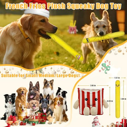 YZHDUXIU Dog Squeak Toys, 5 Pack Christmas French Fry PlushToys Interactive Cute Dog Toys for Small Dogs Holiday Dog - color: Red French Fry