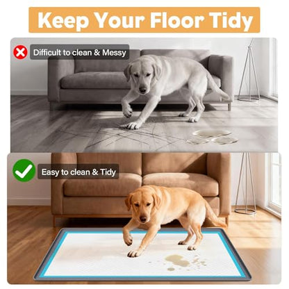 51" x26" Pee Pad Holder for Dogs Lanstics Puppy Pad Holder Silicone Pee Tray for Dog Training Floor Protection Raised Edge Dog Potty Tray, No Pee Pads(Grey) - color: 51" X26" Grey