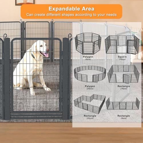Low Threshold Dog Playpens Fence Indoor, 40 inch 42 Panels Heavy Duty Metal Outdoor Pet Playpen for Large/Medium/Small Dogs, Tall Dog Play Exercise Pens Outside - color: 42 Panels-40 Inch