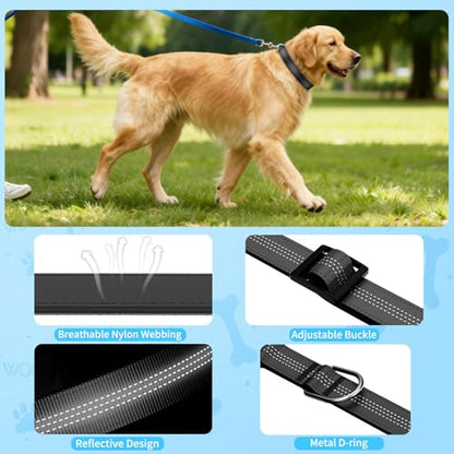 Reflective Dog Collar with Buckle, Heavy Duty Dog Collars with Soft Padded, Adjustable, Ultra-Durable, Pet Collar for Small Medium and Large Dogs (Black, L) - color: Black, size: L (18-26'')