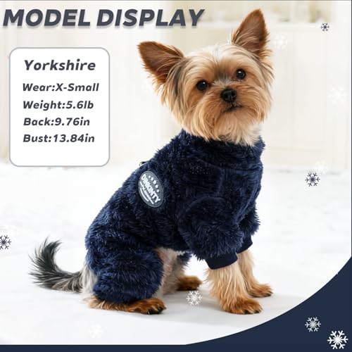Dog Sweater for Small Dogs Fleece Dog Pjs Winter Warm Puppy Sweater Thermal Soft Stretchy Doggie XXS Doggie Clothes Outfits Cat Apparel (Navy Blue, XX-Small) - color: Navy Blue, size: XX-Small