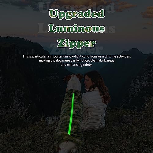 ROZKITCH Small Dog Camo Coat, Pet Windproof Warm Cold Weather Jacket Vest with Luminous Zipper, Jumpsuit Apparel Outfit Clothes for Small Medium Large Dog Camo S - color: Camo Green, size: S