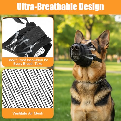 Dimeho Dog Muzzle Set for Small Medium Large Dogs, Breathable Mesh Guard Anti-Biting Chewing Mesh Muzzle with Adjustable Strap for Grooming Walking Vet Visiting Chewing Protection(9 PCS)
