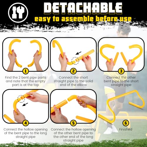Wettarn 10 Pcs Speed Agility Training Hurdles Detachable Durable Hurdle Agility Plyometric and All Purpose Speed Training Equipment for Athletes Soccer Basketball - color: Yellow, size: 9 Inch