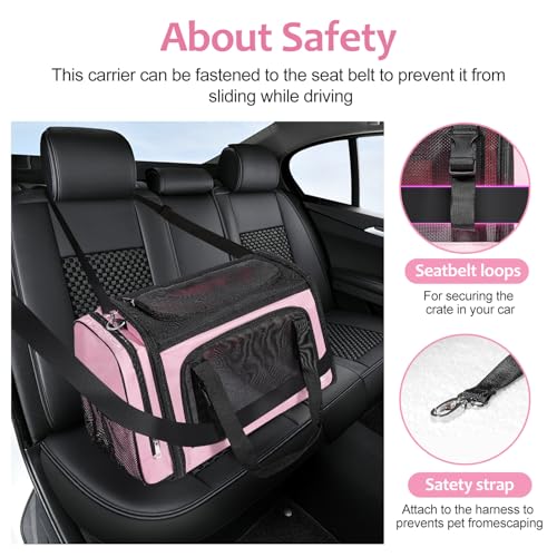 Discala Extra Large Cat Carrier for 2 Cats, Pet Carrier, Dog Carrier for Small Dogs, Cat Carrier Soft, Collapsible Large Pet Carrier for Traveling Indoor and Outdoor Uses - Pink 24"x16"x16"