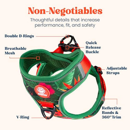 Step in Extra Small Dog Harness and Puppy Harness – No Pull No Choke Mesh Vest with Front & Back Clips for XS Small Breed Dogs (Tropical Paradise, XS) - color: Tropical Paradise, size: XS