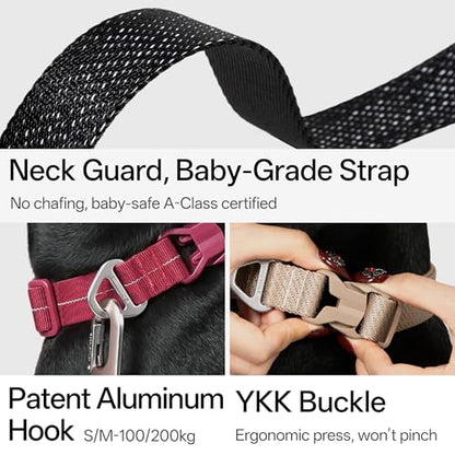 All-Weather Dog Collar Reflective Adjustable Soft Nylon QR Code Anti-Lost Collar Breathable with Quick-Release Buckle Patent Alloy Ring for Small Medium Large Dog (Light-Burgundy, S) - color: Light-Burgundy, size: S
