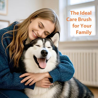 Dog Brush for Long Haired Dogs, 27mm Extra Long Metal Pin Dog Deshedding Brush and Comb Set, Short Haired Shedding Grooming Detail Pets Brush Set with Rubber Handle - color: Set-3 Pcs