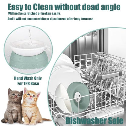 French Bulldog Food Bowl- Slanted Tilted Pug Food Water Bowl,Cat Bowl- Feeder for Frenchie/Shih Tzu/Flat Faced Small Dogs/Puppies/Cats (Green, 4 Cup) - color: Green, size: 4 Cup