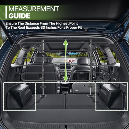 Magshion Adjustable Dog Barrier, Pet Gate Vehicle Back Seat Divider Universal for SUVs, Cars, Trucks & Minivans, 34''-60'' Wide, 30''-50'' Tall, Strong Metal Tubing & Easy Install, Black