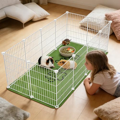Homimp Guinea Pig Cage Liners, 2 Pack Washable Small Animal Bedding, Fast and Super Absorbent Mat for Small Animal Rabbit Bunny Hamster, Green Long Wool Fake Grass for Potty Training, Green 24"×44" - size: 24"x47"(Pack of 2)