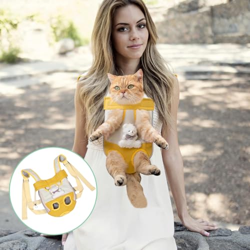 Abaodam Pet Carrier Backpack for Cats and Small Dogs Ventilated Front Chest Soft-Sided Pet Transport Backpack M Size for Hiking Travel Portable Puppy Carrying Knapsack to 7 Lbs