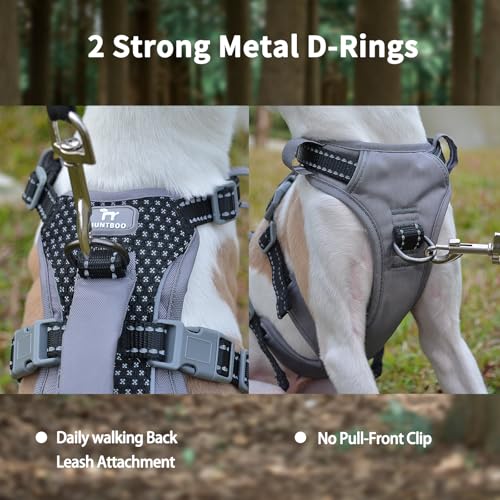 Huntboo Reflective Dog Harness with Handle, Escape Proof, No Slip, Breathable, Lightweight, Adjustable Lift Harness for Small, Medium, and Large Dogs Walking, Training, and Running Gear(Black,XS) - color: Black, size: X-Small(Pack of 1)