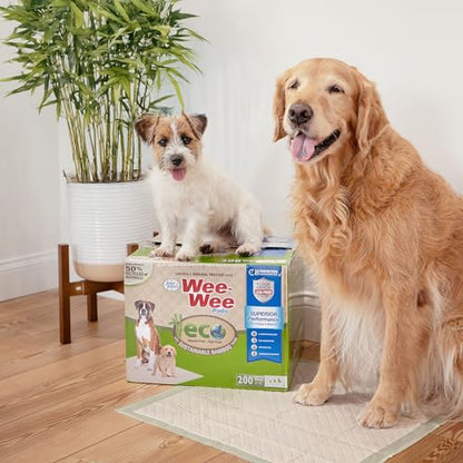 Four Paws Wee-Wee Superior Performance Bamboo Pee Pads for Dogs, Earth Friendly Dog & Puppy Potty Training Pads, Crate Liners, Housebreaking Supplies, 22" x 23" (200 Count) - size: 200 Count