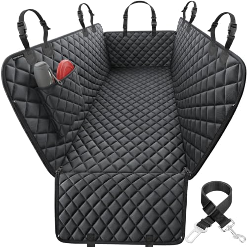 URPOWER Dog Car Seat Cover for Pets 100% Waterproof Seat Cover Hammock 600D Heavy Duty Scratch Proof Nonslip Durable Soft Back Seat Covers for Full Size Trucks - color: All Black, size: XL - 60" Length