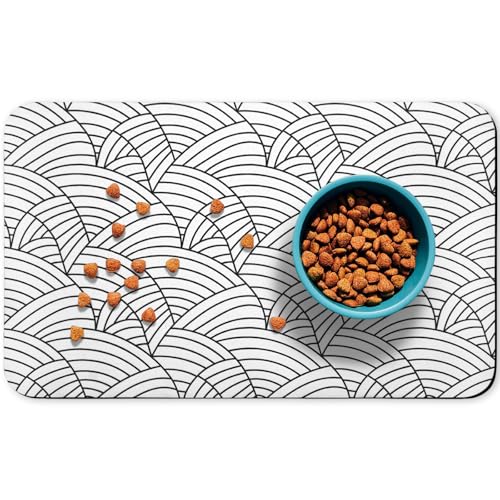 Bohemia Waterproof Pet Feeding Mats - Dog Cat Bowl Mats, 12 * 20 inch - color: White, size: 20"L x 12"W