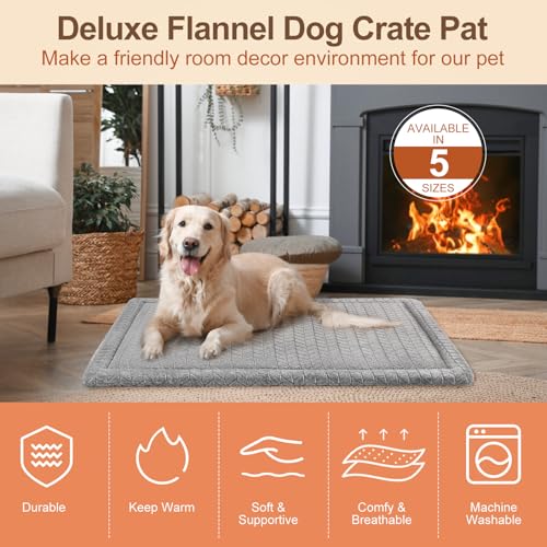 BEAUTYZOO Dog Bed Crate Pad 48 x 30 inch, Washable Dog Crate Mat for XX-Large Sized Dogs, Anti-Slip Pet Crate Bed Kennel Pad, Durable Cozy Puppy Sleeping Mat Rectangle Mattress, Grey - color: Wheat, size: 48.0"L x 30.0"W x 1.1"Th
