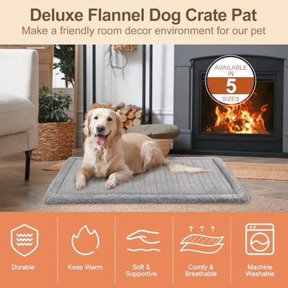 BEAUTYZOO Dog Bed Crate Pad 36 x 24 inch, Washable Dog Crate Mat for Large Sized Dogs, Anti-Slip Pet Crate Bed Kennel Pad, Durable Cozy Puppy Sleeping Mat Rectangle Mattress, Grey - color: Wheat, size: 36.0"L x 24.0"W x 1.1"Th