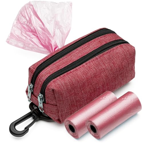 Premium Dog Poop Bag Holder for Leash - Convenient Dog Poop Bag Dispenser with Durable Design - Stylish Accessory for Easy Cleanup - Ideal for Dogs, Puppies, and Outdoor Walks - Pink - color: Pink