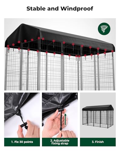 PawGiant Outdoor Dog Kennel Cover, 600D Waterproof UV-Resistant Sunshade Dog Enclosure Cover Replacement for 8x4ft Crate Outside - size: Medium