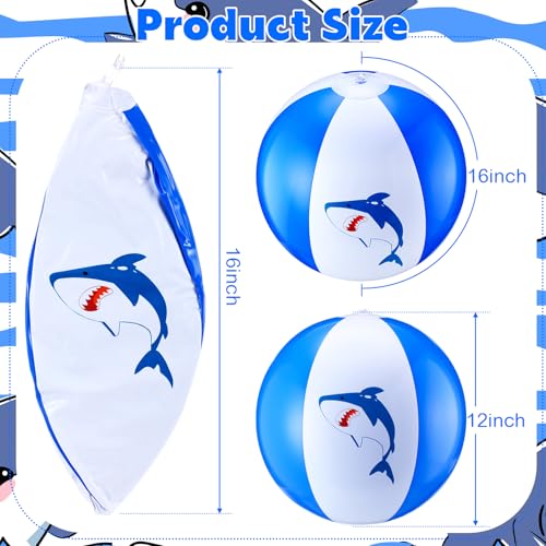 6 Pcs 12 Inch Inflatable Shark Beach Balls for Kids Shark Birthday Party Favor Decorations Pool Toy PVC Beach Ball - style: Shark