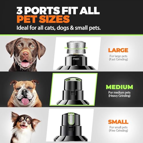 Whisper Quiet Dog Nail Grinder with 4 LED Lights, Safe & Stress-Free for Sensitive Dogs Cats of All Breeds & Sizes, 3 Grinding Bits, 3-Speed, Pet Nail Trimmers, Rechargeable Painless Grooming Kit - color: Black