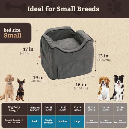 Snoozer Luxury Lookout Pet Car Seat, Small Luxury II, Anthracite with Black - color: Anthracite, size: Small