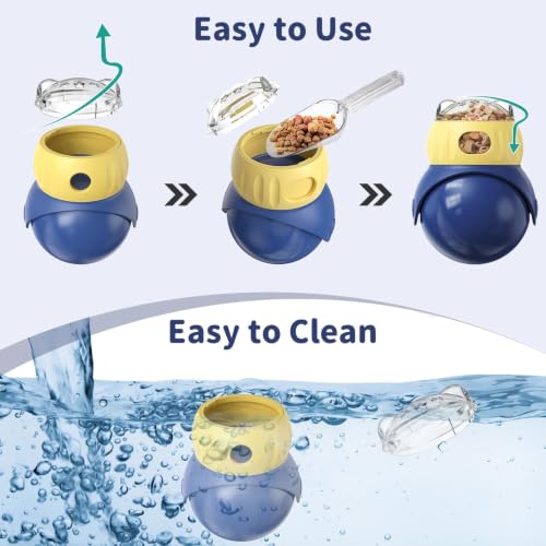 Interactive Cat Toys Treat Puzzle - for Indoor Cats Weight Loss Wobble Tumbler Feeder Food Dispenser, Fun Sliding Rolling, Enrichment Portion Control Slow Feeder for Kittens & Adult Cats