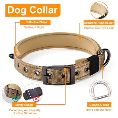 Annchwool No Pull Dog Harness,Heavy Duty Reflective Collar & Leash Set-Leash with Double Handle & Car Seatbelt Clip-Easy Control for Walking Training Medium Large Size Dogs(Brown,S) - color: Brown, size: S