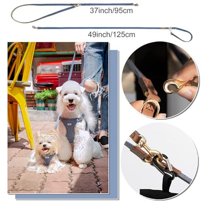 Puppytie No Pull Dog Harness with Multifunction Dog Leash,Soft Adjustable No Choke Escape Proof Pet Harness Vest for Medium Dogs,Denim Light Blue,M - color: Pocket-Light Blue, size: M